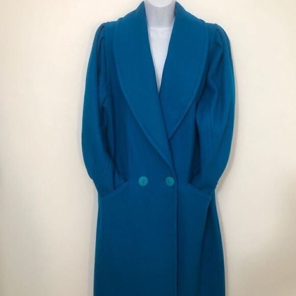 Vintage Ashley Scott Size 6 100% Wool Aqua Coat!! - Picture 4 of 16